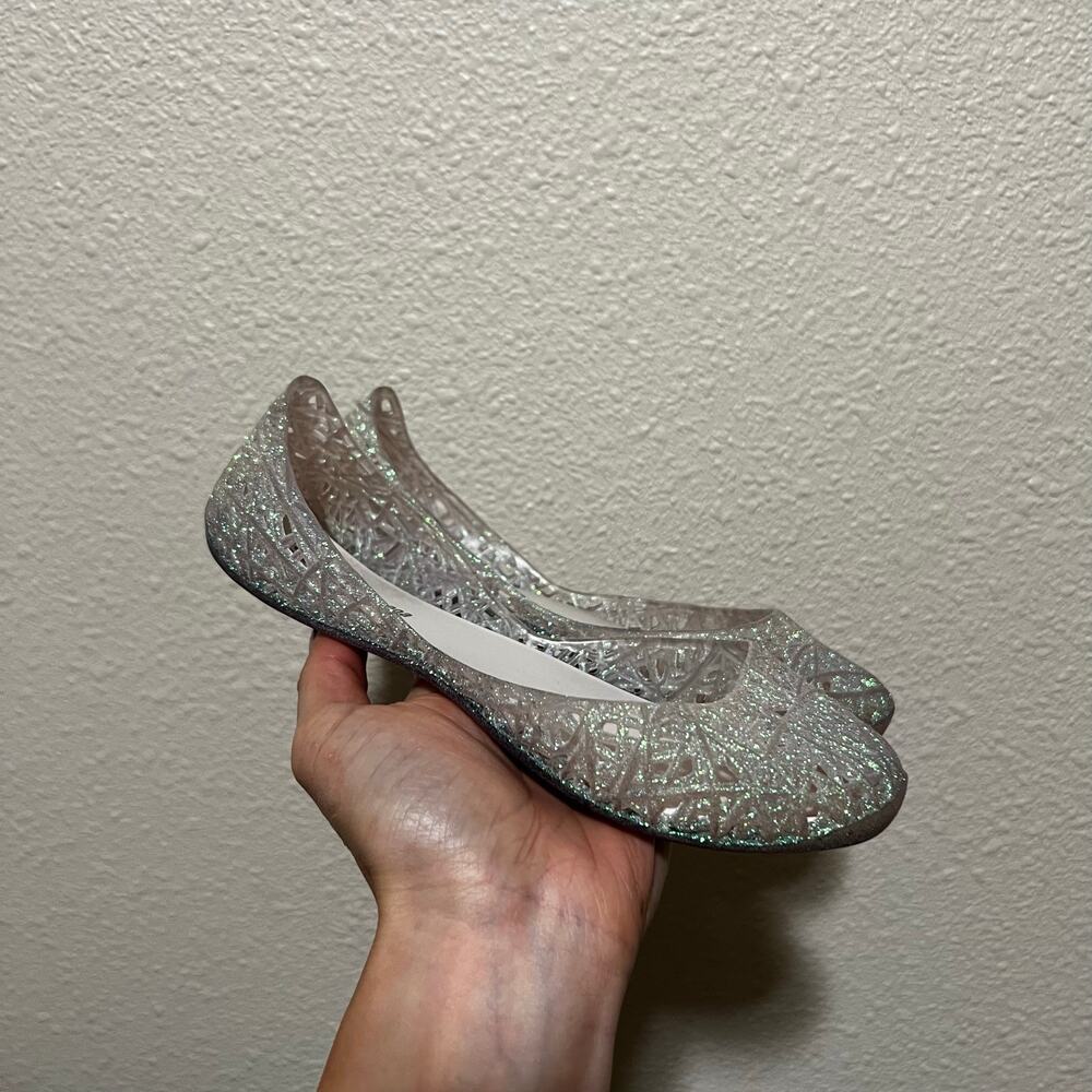 Mel by Melissa Mel Campana Zig Zag ballet flats silver clear glitter GIRLS 2